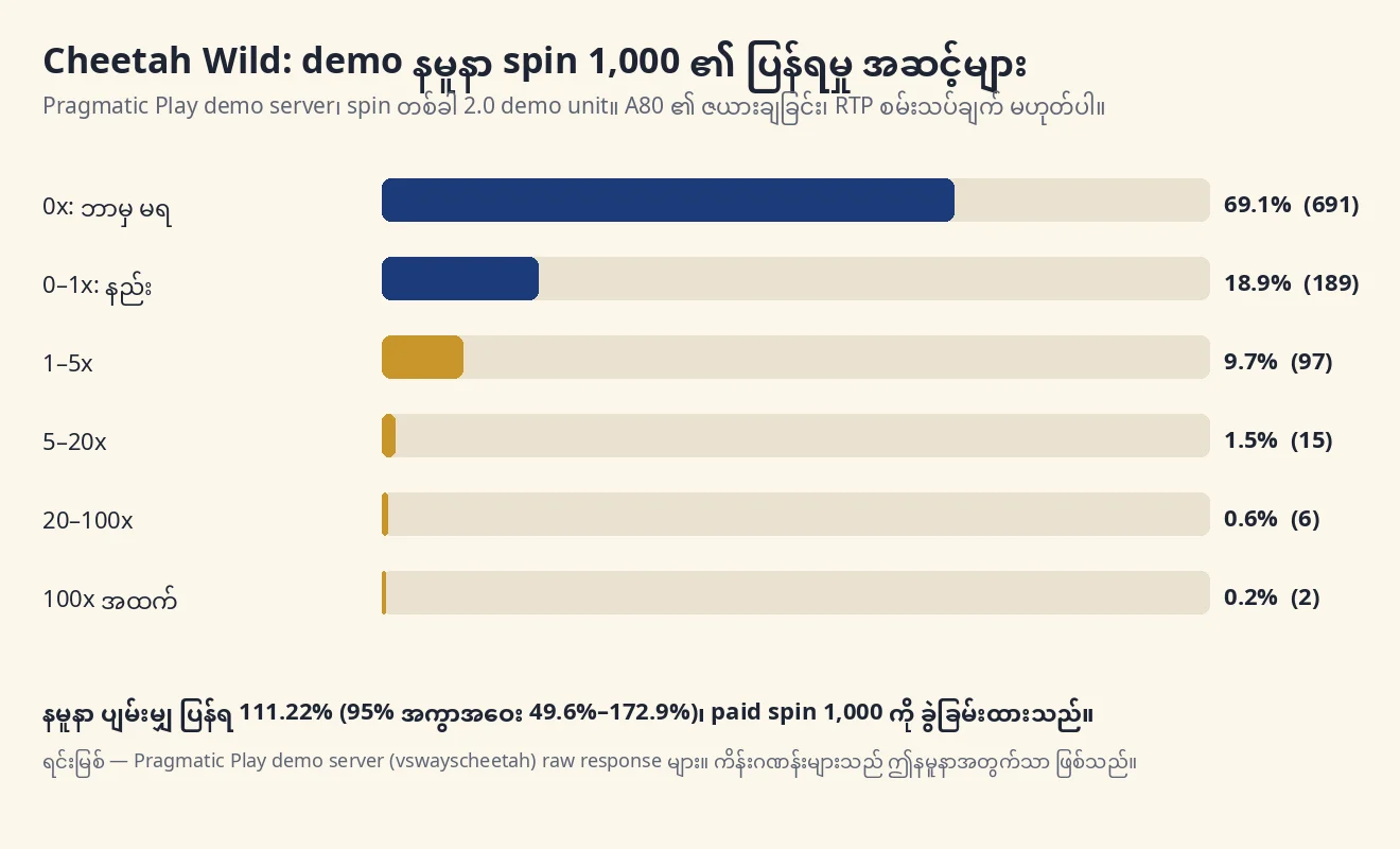 ဘားဇယား - demo နမူနာ spin 1,000 ၏ ပြန်ရမှု အဆင့်အလိုက် ရာခိုင်နှုန်း